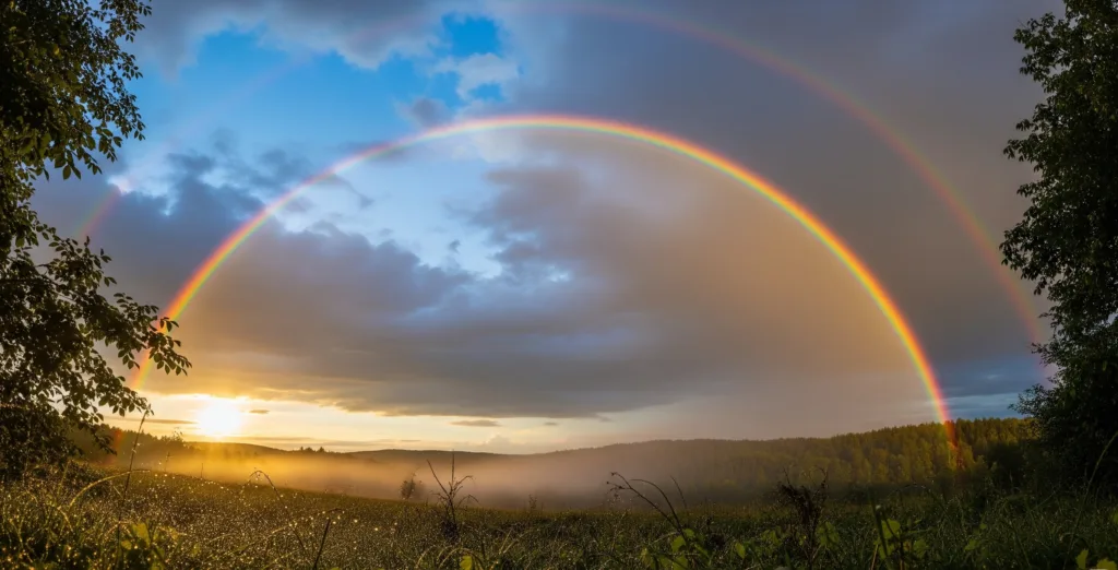 Boşanma süreci sonrası huzur ve yeni başlangıçları simgeleyen gökkuşağı.