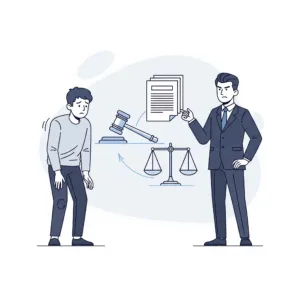 Borçlu ve alacaklı arasındaki icra sürecini simgeleyen illüstrasyon